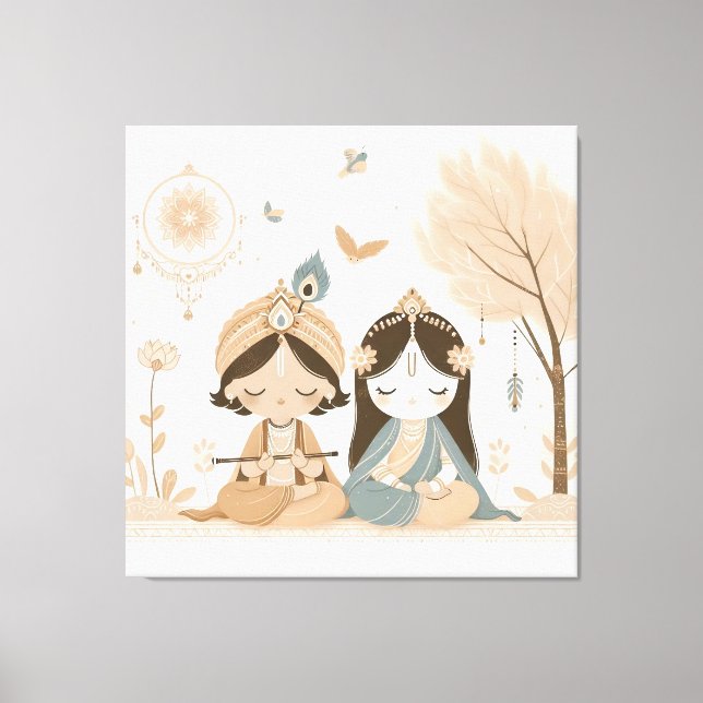Radha Krishna Mandala Wall Art  Canvastryck (Framsida)