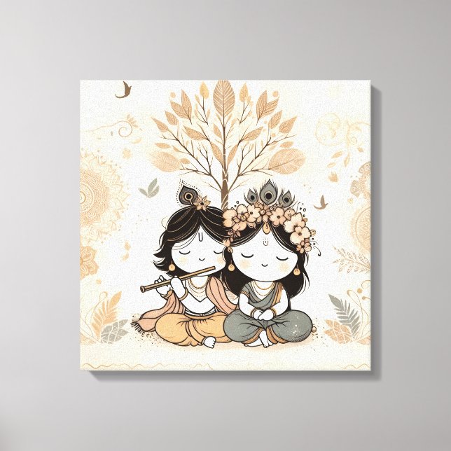 Radha Krishna Mandala Wall Art | Eternal Love  Canvastryck (Framsida)