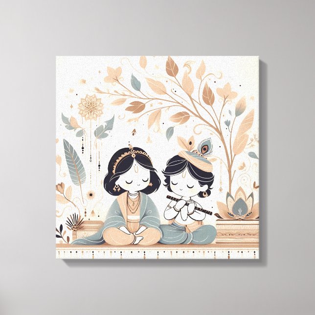 Radha Krishna Mandala Wall Art | Spiritual  Canvastryck (Framsida)