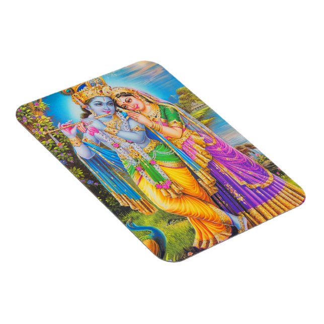 Radha Krishna med Flute Hare Krishna Magnet (Högersidan)