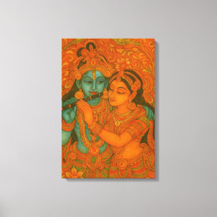 Radha Krishna Mural-målning från Kerala Canvastryck