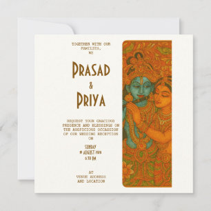 Radha Krishna Mural-målning indisk hinduisk Spara Datumet