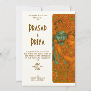 Radha Krishna Mural målning indisk Inbjudningar