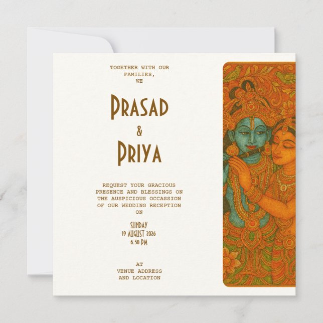 Radha Krishna Mural målning indisk Spara Datumet (Framsida)