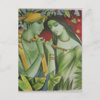 RADHA KRISHNA OLJEMÅLNING VYKORT