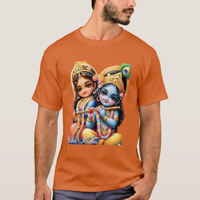 Radha Krishna T-Shirt med flerfärgat Helig Tex (Framsida)