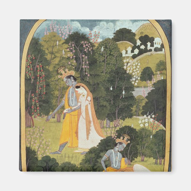 Radha och Krishna går i en grove Magnet (Framsidan)