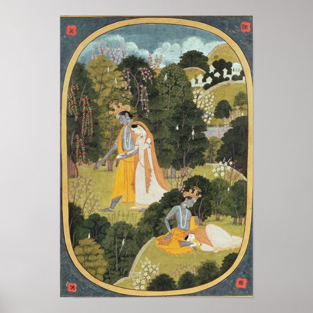 Radha och Krishna går i en grove Poster (Framsidan)