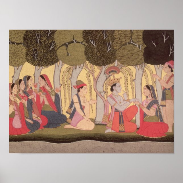 Radha och Krishna i en grove, Kulu Poster (Framsidan)