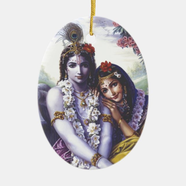 Radha och Krishna Julgransprydnad Keramik (Framsidan)