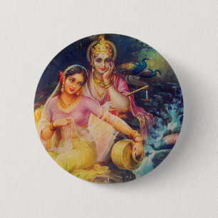 Radha och Krishna knäppas Knapp