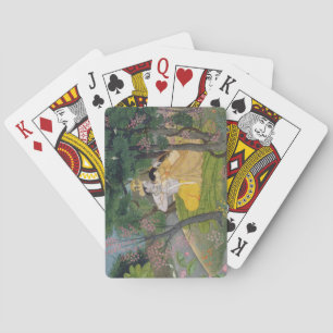 Radha och Krishna omfamnar i en grov blommar Spelkort