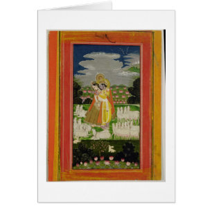 Radha och Krishna omfamning i en idealised Hälsningskort