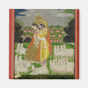 Radha och Krishna omfamning i en idealised Magnet