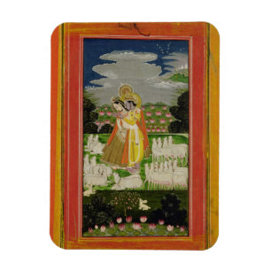 Radha och Krishna omfamning i en idealised Magnet