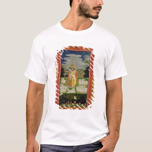 Radha och Krishna omfamning i en idealised T Shirt (Framsida)
