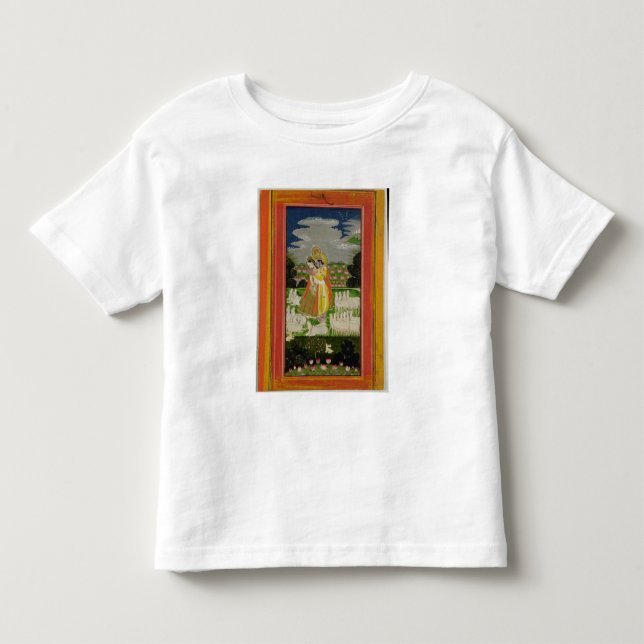 Radha och Krishna omfamning i en idealised Tee Shirt (Framsida)