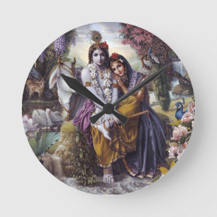 Radha och Krishna Rund Klocka
