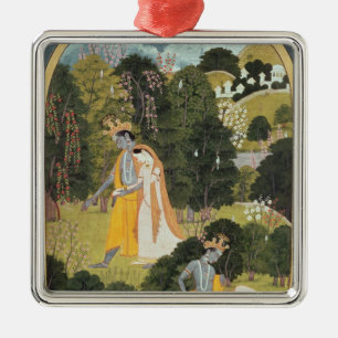 Radha och Krishna som går i en dunge Julgransprydnad Metall