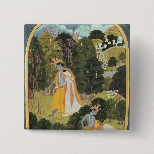 Radha och Krishna som går i en dunge Knapp