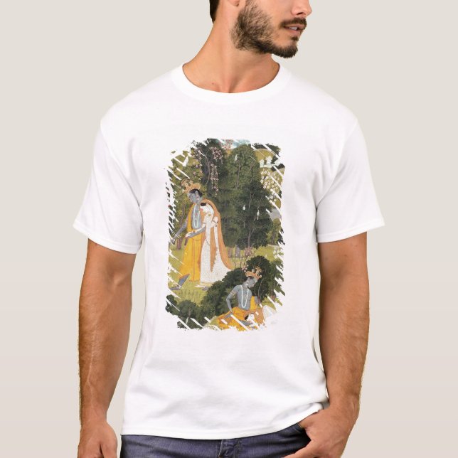 Radha och Krishna som går i en dunge T Shirt (Framsida)