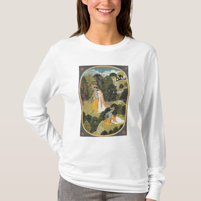 Radha och Krishna som går i en dunge Tee Shirt (Framsida)
