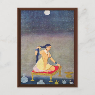 Radha på natten. Mughal Painting Ca 1650th by Indi Vykort