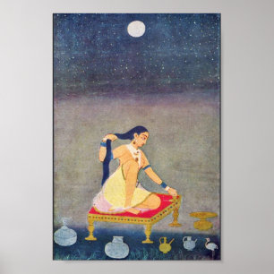 Radha på natten. Mughal som målar Ca 1650Th vid Poster