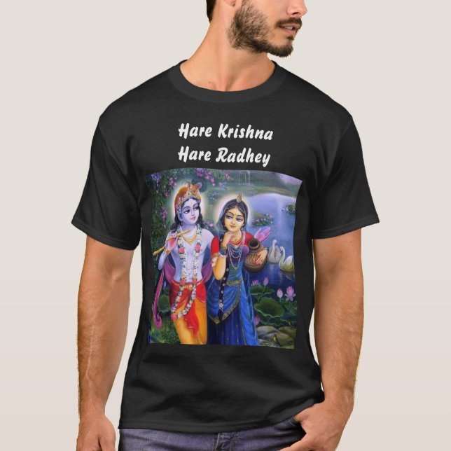 Radhey Krishna Hare Krishna T Shirt (Framsida)
