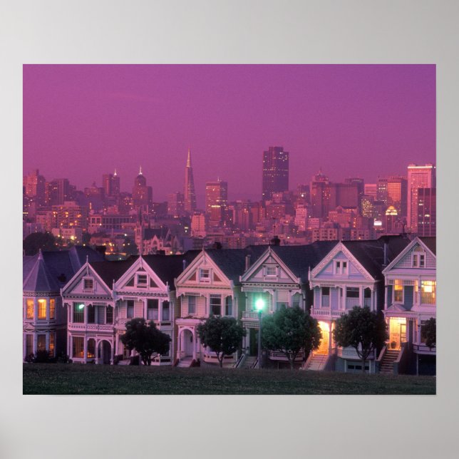 Radhus vid solnedgången i San Francisco. Poster (Framsidan)