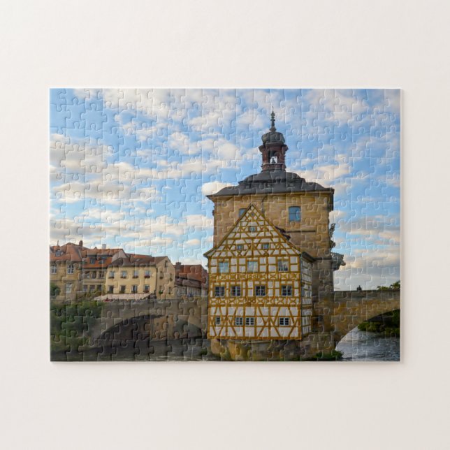 Rådhuset i Bamberg Fachwerkhaus Tyskland. Pussel (Horisontell)