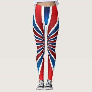Radial Mönster Rött vitt blått Leggings
