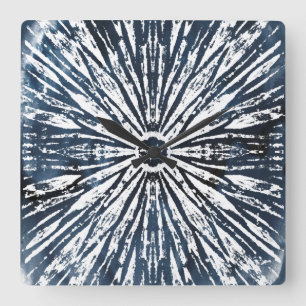 Radialmotif för Indigo Bläck Fyrkantig Klocka