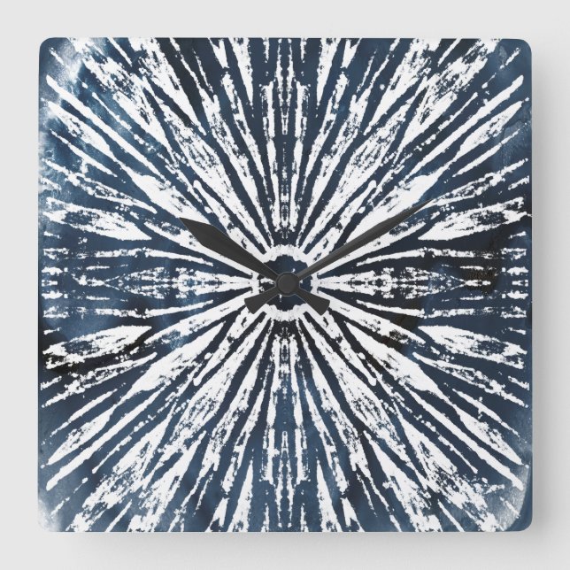 Radialmotif för Indigo Bläck Fyrkantig Klocka (Framsida)
