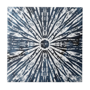 Radialmotif för Indigo Bläck Kakelplatta