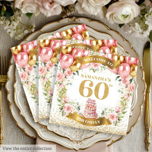 Radiant 60:e födelsedag Napkins Boho Flower Design Pappersservett