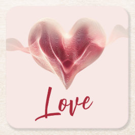 Radiant Abstract Heart of Love Underlägg Papper Kvadrat