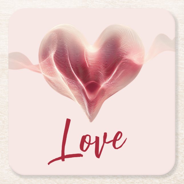 Radiant Abstract Heart of Love Underlägg Papper Kvadrat (Framsidan)