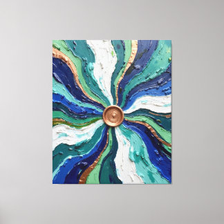 Radiant Abstract Swirl Art – Teal, Blue & Gold Tex Canvastryck