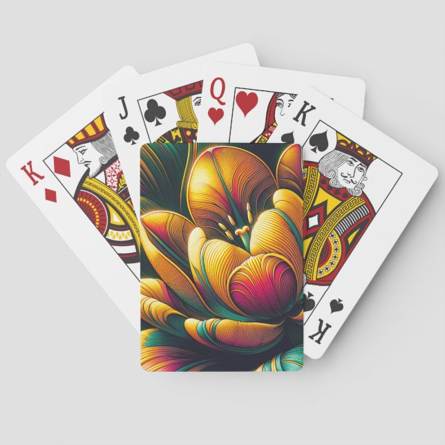 Radiant Abstrakt Tulip Bloom Casinokort (Baksidan)