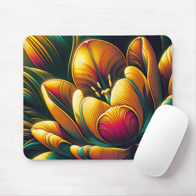 Radiant Abstrakt Tulip Bloom Musmatta (Med mus)