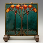 Radiant Amber Bloom Kakelplatta<br><div class="desc">Lägg dig i ditt hem i den tidlösa skönheten hos den radikala, orangefärgade keramiska plattan, en slående biet av konstverk som tryckts av Zazzle. Den här platta keramiska plattan, som är fri från präglade funktioner, visar en maskerande utformning av Art nouveau med intrikata blommönster i levande, orangefärgade nyanser mot en...</div>