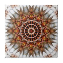 Radiant Bird Feather Kaleidoscope Mandala Tile Kakelplatta