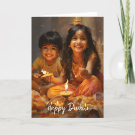 Radiant Blessings: Diwali Joy with Hindu Children Helgkort