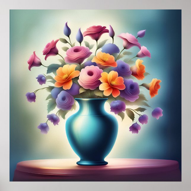 Radiant Blommigt glöd Poster (Framsidan)