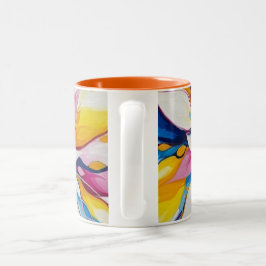 Radiant Bloom - Abstract Floral Burst Två-Tonad Mugg