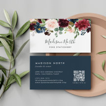 Radiant Bloom | Blommigt för marin och burgundisk