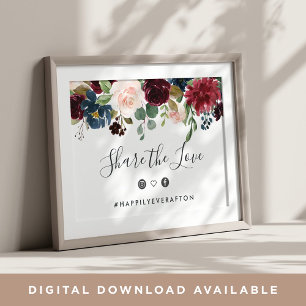 Radiant Bloom Bröllop Hashtag-tecken Poster