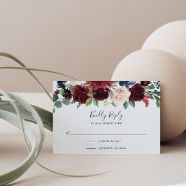 Radiant Bloom | Burgundy & Navy Blommigt OSA Kort