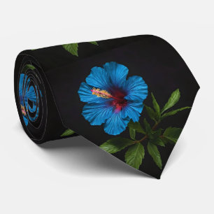 "Radiant Blue: Hibiscus Flower on Black Slips